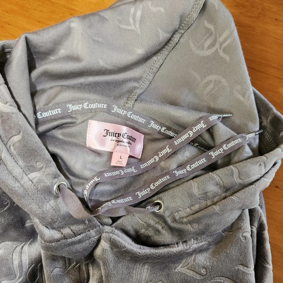 Juicy Couture Velour Crop Hoodie Loungewear 3/4 Sleeve Large - Picture 6 of 6